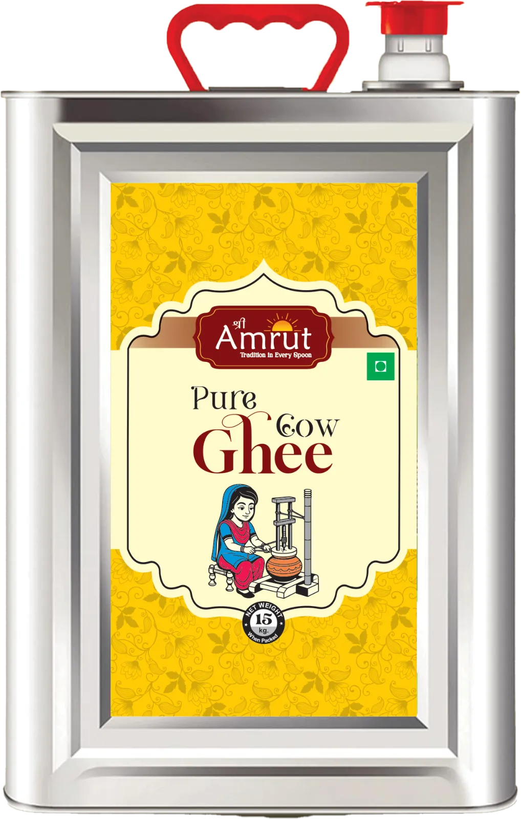 Shree Amrut Pure Cow Ghee TIN - Yellow